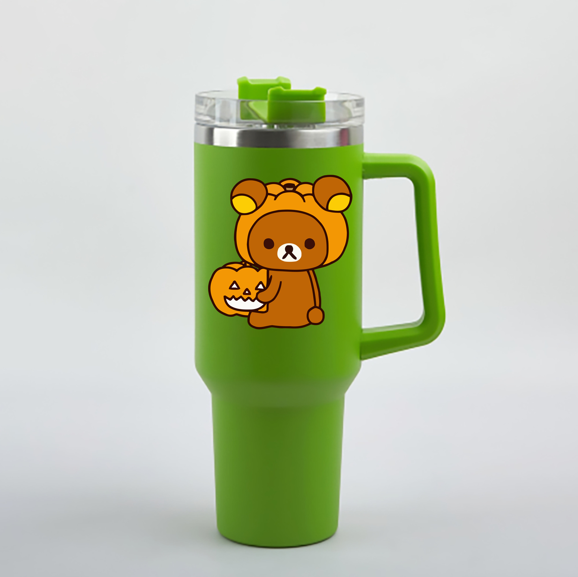 （画像用） リラックマ リラックマ キイロイトリ Rilakkuma Korilakkuma Kiiroitori 1200mL車用タンブラー - クリスタルステッカー（プラスチックストロー付き）